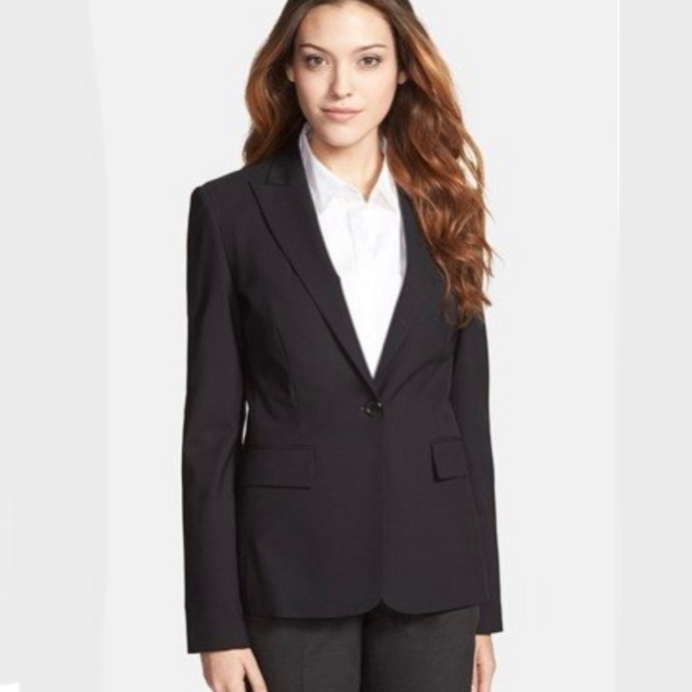 Hugo Boss Juicy 4 Black Tailored Fitted Virgin Wool Blazer Size 2